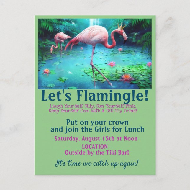 Carte Postale Flamingle ! Déjeuner de fille (ou autre) (Devant)