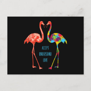 Carte Postale Flamingo   Accepte Comprends Aime l'Autisme Flamin
