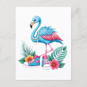 Carte Postale Flamingo Chucks et Perles Virgule La Harris 2024