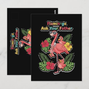 Carte Postale Flamingo Maman Drôle Demandez à Votre Père Rétro T