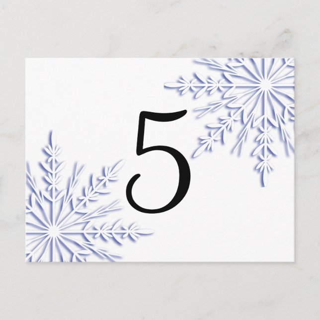 Carte Postale Flammes de neige d'hiver bleues sur la table blanc (Devant)