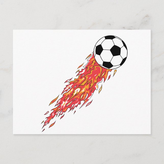 Carte Postale flammes feu balle de football (Devant)