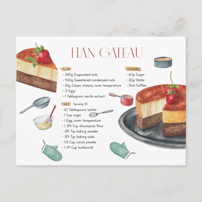Carte postale Flan Gateau Recette (Devant)
