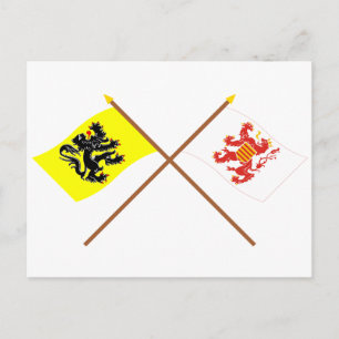 Carte Postale Flandre traversée et drapeaux du Limbourg