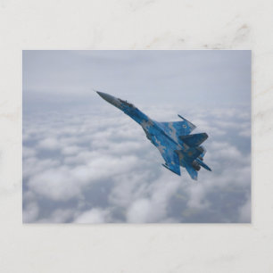 Carte Postale Flanker SU-27 Au-Dessus Des Nuages