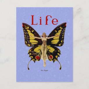 Carte Postale Flapper Butterfly Flying Woman Illustration