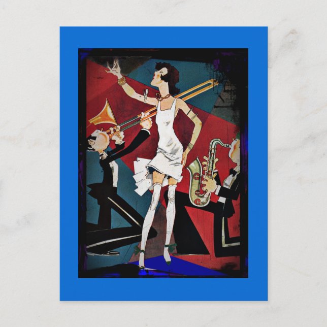 Carte Postale Flapper dans un groupe de jazz (Devant)
