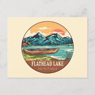 Carte Postale Flathead Lake Montana Emblème de pêche nautique