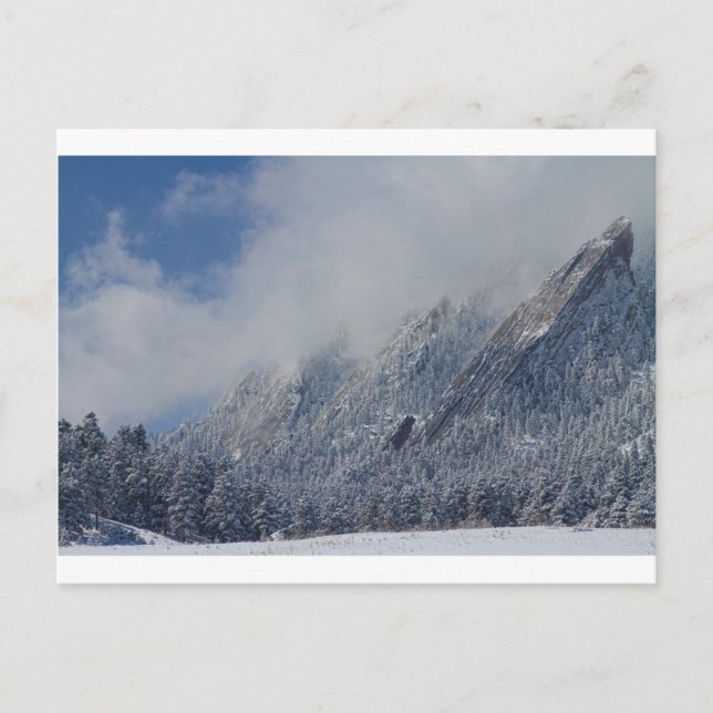 Carte Postale Flatirons usurpé nuages bas Boulder Colorado (Devant)