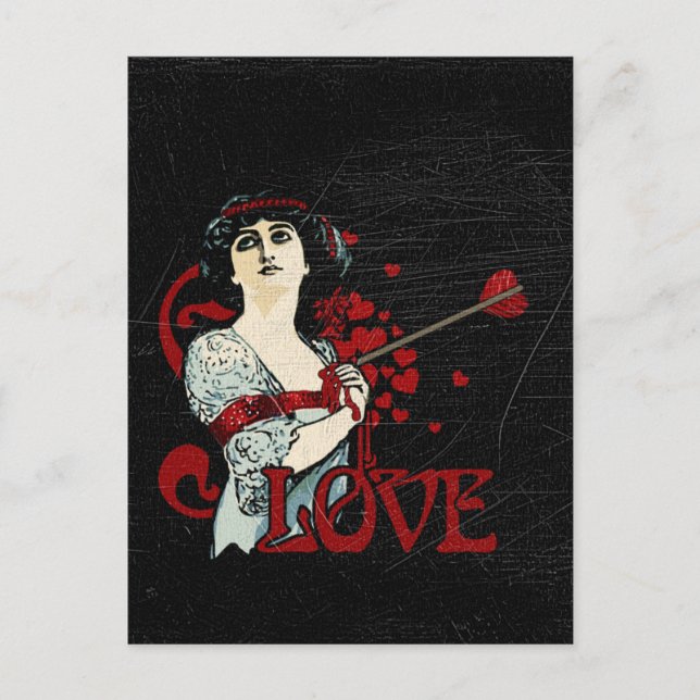 Carte Postale Flèche d'amour dans le coeur (Devant)