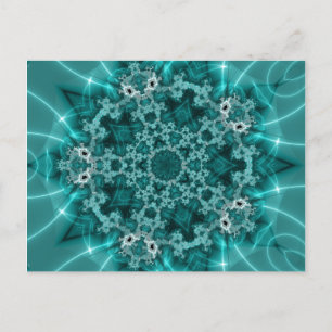 Carte Postale Flèche de neige   Art fractal bleu et blanc