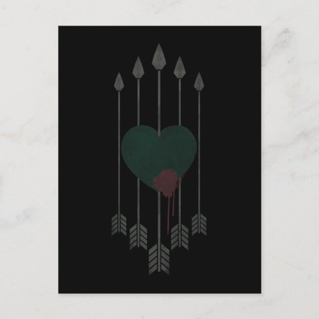 Carte Postale Flèche | Flèches percutées dans le coeur (Devant)