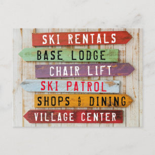 Carte Postale Flèches directionnelles de la station de ski en bo