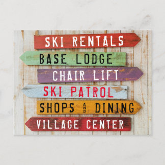 Carte Postale Flèches directionnelles de la station de ski en bo