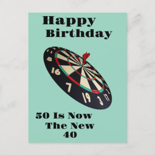 Carte Postale Fléchettes : 50 est le nouveau 40, Anniversaire