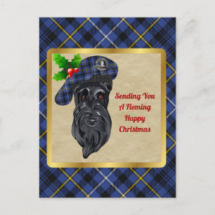 Carte Postale Fleming Clan Badge & Tartan Christmas Postcard