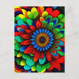 Carte Postale Fleur arc-en-ciel colorée 104