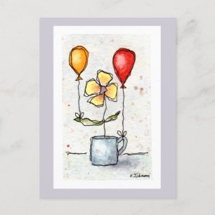 Carte postale Fleur avec Ballons Watercolor