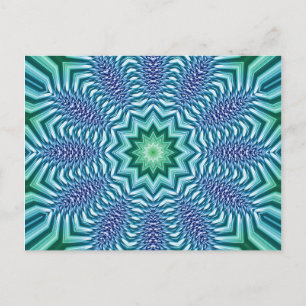 Carte Postale Fleur Bleu Et Étoile Verte