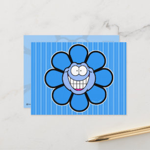 Carte Postale Fleur Bleue Joyeuse Graphisme Screwball