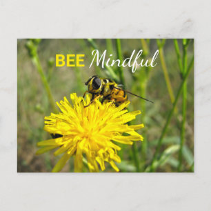Carte postale Fleur Dandelion Bee Minutieux