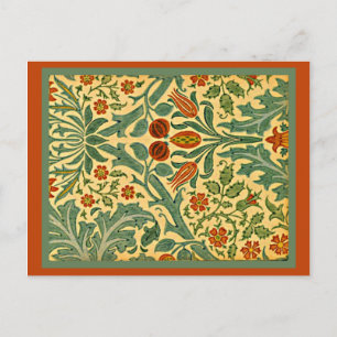 Carte Postale Fleur d'automne, célèbre motif de William Morris