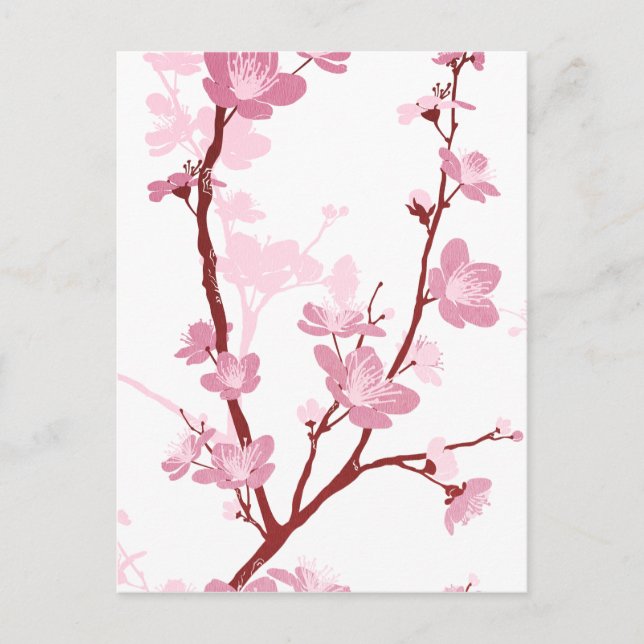Carte Postale Fleur de cerisier japonaise, douce fleur rose, gir (Devant)