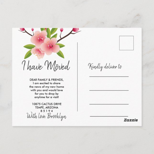 Carte Postale Fleur de cerisier ont bougé (Dos)