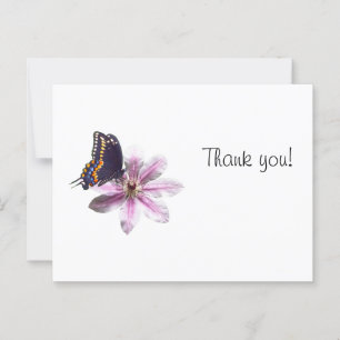 Carte Postale Fleur de Clematis et papillon noir à queue noire