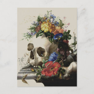 Carte postale Fleur de crâne Floral Vintage Illust