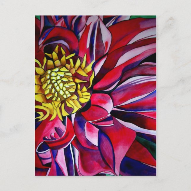 Carte Postale Fleur de Dahlia art abstrait (Devant)