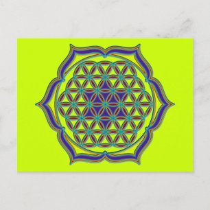 Carte Postale Fleur de la vie / Blume des Lebens - Lotus Contour