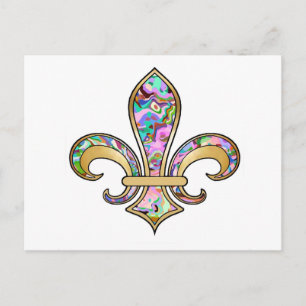 Carte Postale Fleur de Lis avec motif - 09