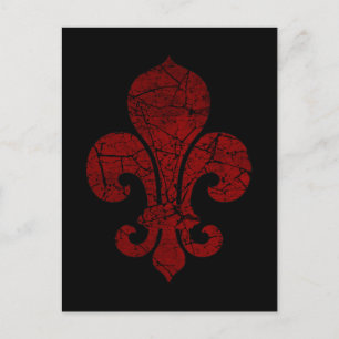 Carte Postale fleur-de-lis-craquelé