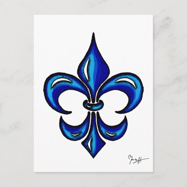 Carte Postale Fleur de Lis dans le bleu (Devant)