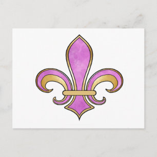 Carte Postale Fleur de Lis en couleur unie - Rose ou Cerise