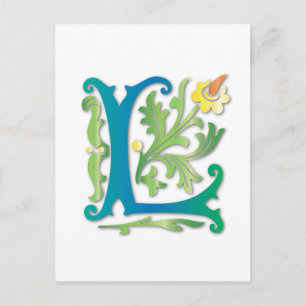 Carte Postale Fleur de lis L Monogramme