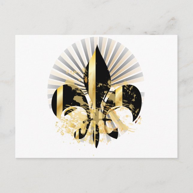Carte Postale Fleur de Lis noir et or (Devant)