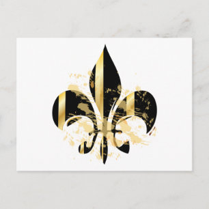Carte Postale Fleur de Lis noir et or