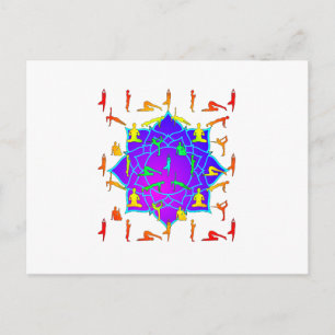 Carte Postale Fleur de Lotus avec postures de Yoga