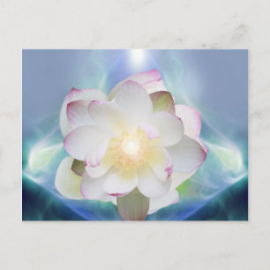 Carte Postale Fleur de lotus blanc en cristal bleu