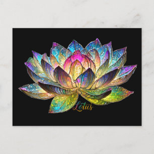 Carte Postale Fleur de lotus colorée en verre teinté sur fond no