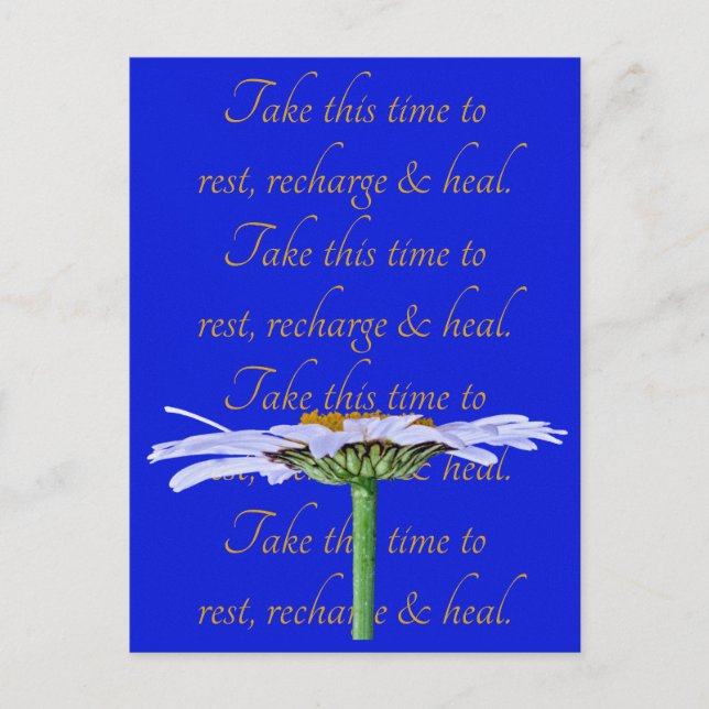 Carte Postale Fleur de Marguerite blanche sur toile bleue Le tem (Devant)