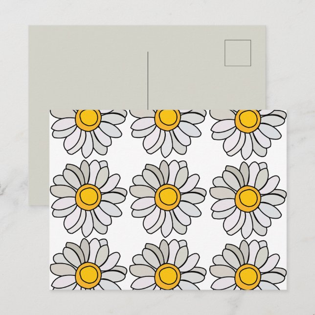 Carte Postale Fleur de marguerite florale Daisy (Devant / Derrière)