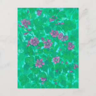 Carte Postale Fleur de Mauve, Peinture Florale d'Été des Fleurs 