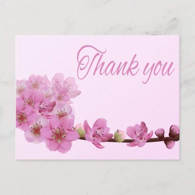 Carte Postale Fleur de Merci Floral Fleur de cerisier rose pourp (Devant)
