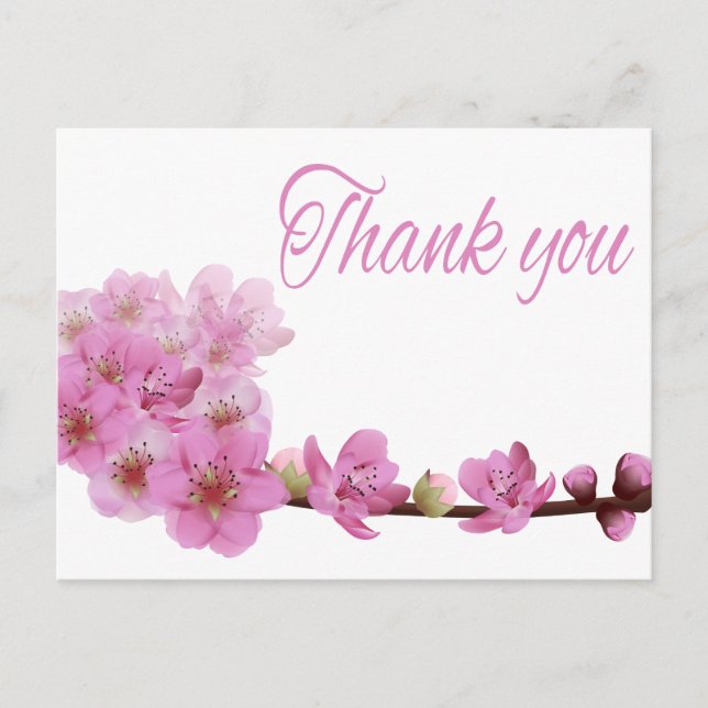 Carte Postale Fleur de Merci Floral Fleur de cerisier rose pourp (Devant)