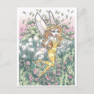 Carte Postale Fleur de miel jardin fée Imaginaire Art Imprimer