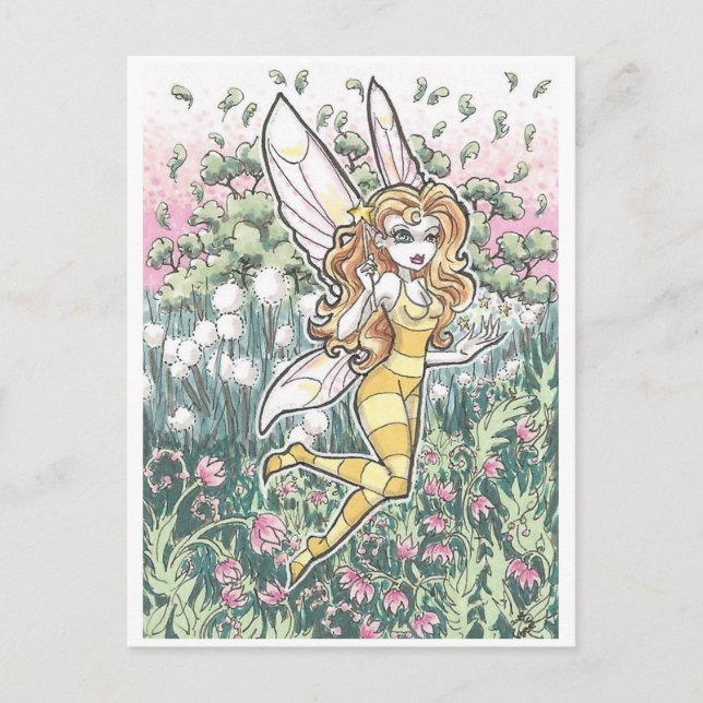 Carte Postale Fleur de miel jardin fée Imaginaire Art Imprimer (Devant)