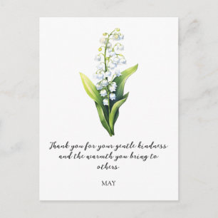 CARTE POSTALE FLEUR DE MUGUET DE NAISSANCE A L'AQUARELLE DE MAI